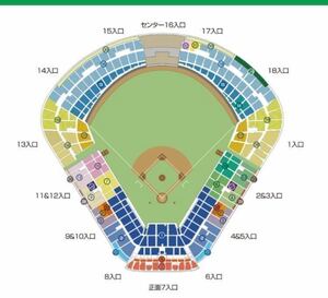 3月20日（水祝）神宮球場②　東京ヤクルトvs日ハム　オープン戦　Ａ２応燕指定席１塁側ペア