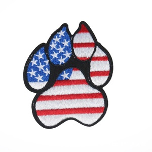 ワッペン　アイロンワッペン　アプリケ　アメリカ　アメリカ合衆国　肉球　犬　猫　星条旗　アメリカン　バイクウェア　ジャケット