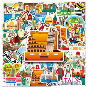 イタリア　イタリアン　ローマ　ミラノ　ヴェニス　ピザ　海外旅行　外国　民族　文化　異国情緒　トラベル　シール　ステッカー50枚YA