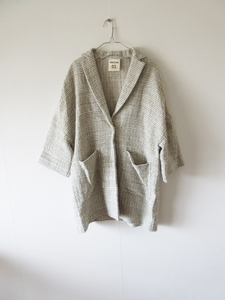SEMI COUTURE /se Miku chu-ru cotton tweed long jacket 01 OFF WHITE / lady's cardigan 