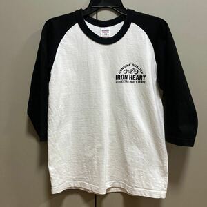 IRON HEARTアイアンハート ラグラン 7分袖Tシャツ サイズXS 黒×白
