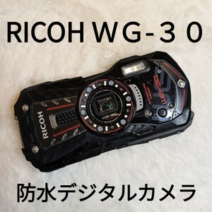 RICOH 防水デジタルカメラ RICOH WG-30 エボニーブラック 防水12m耐ショック1.5m耐寒-10度 RICOH WG-30 BK 04591 リコー (中古品)