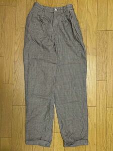  free shipping #Ralph Lauren Ralph Lauren wool Brown check tuck pants size 8 US old clothes 