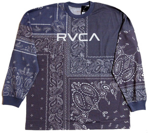 RVCA (ルーカ) PACHING バンダナ LT ロングスリーブ 長袖 Ｔシャツ Mサイズ ネイビー ロンT