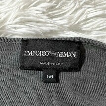 【美品 希少サイズ56 XXL相当】エンポリオアルマーニ エンボス加工 3D サマーニット セーター EMPORIO ARMANI 薄手 ロゴ EA メンズ グレー_画像9