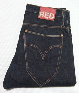 2006年 Levi's RED Guy's Skinny Super Slouch 紺 W30 リーバイスレッドスキニー セルビッチ デニムパンツ