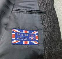 ユナイテッドアローズ「BRITISH WOOL」アルパカ混 ブリティッシュ ウール ヘリンボーン 2B ジャケット L位 48 グレー パッチポケット_画像6