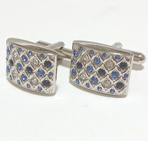 [MAC19] new goods MON ARTmon art cuffs button cuff links Italy made crystal blue glass 