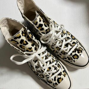 コンバースconverseスニーカーヒョウ柄豹柄レオパードハイカット23.5ベージュ