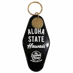 ◆送料\120◆【モーテルキーホルダー】※《ALOHA STATE・ブラック》 ハワイ　ホテル　キータグ　キーホルダー