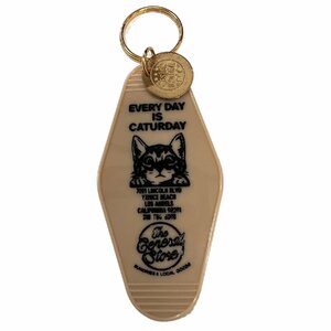 ◆送料\120◆【モーテルキーホルダー】※《EVERYDAY IS CATURDAY・ベージュ》 猫　ホテル　キータグ　キーホルダー