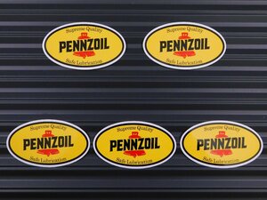 送料\84【PENNZOIL・ペンズオイル】※《レーシングステッカー／５枚セット》　(品番：ms004)　アメリカン雑貨　ガレージ