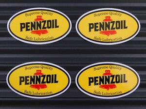 送料\84【PENNZOIL・ペンズオイル】※《レーシングステッカー／４枚セット》　(品番：ms004)　アメリカン雑貨　ガレージ