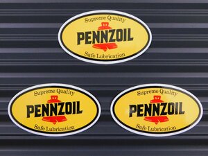 送料\84【PENNZOIL・ペンズオイル】※《レーシングステッカー／３枚セット》　(品番：ms004)　アメリカン雑貨　ガレージ