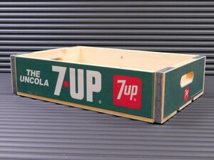 【７ＵＰ・セブンアップ】※《ウッドボックス／グリーン》 アメリカン雑貨　インテリア収納　ドリンクケース　木箱