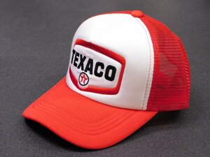 送料\350《 メッシュキャップ / TEXACO 》 アメカジ　モーター　企業柄　刺繍　レッド×ホワイト　赤