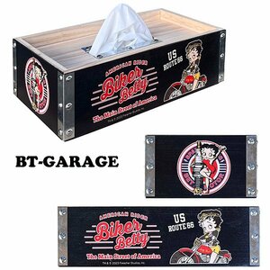 【Betty Boop・ベティちゃん】※《ウッドティッシュボックス》 BT-GARAGE　木製　ティッシュケース　アメリカン雑貨