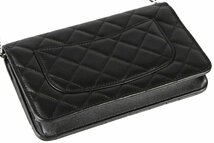 【良品 - 綺麗】シャネル/CHANEL　新型 マトラッセ チェーンウォレット　ラムスキン　ブラック×シルバー金具　AP0250　28番台_画像3