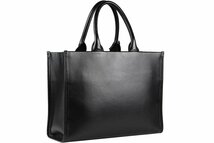 【良品 - 綺麗】プラダ/PRADA　トライアングルロゴエンボス 2WAYトートバッグ　ソフトカーフ　NERO（ブラック）×ゴールド金具　1BA376_画像5