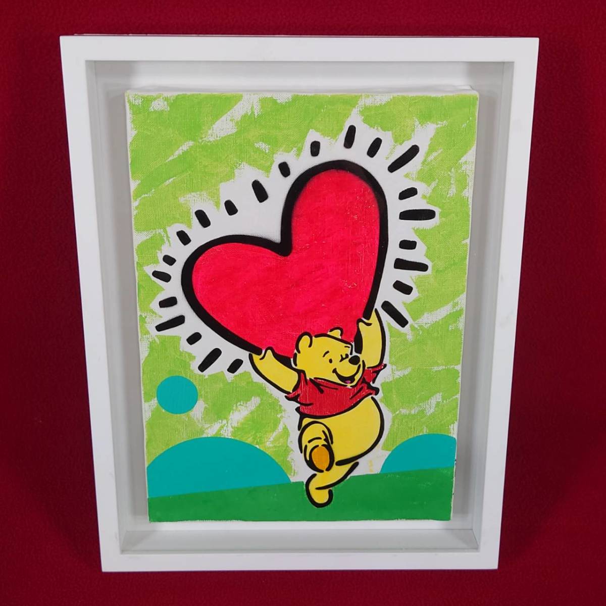 LOOTone Kasama Fumihito Painting Framed Pooh&Hart-2 2019 Winnie the Pooh Graffiti Street Art Artist Contemporary Art Modern Artist, Artwork, Prints, Silkscreen