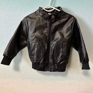 フェイク レザージャケット ライダース ブラック SHEIN 男の子 かっこいい リンクコーデ 90 95