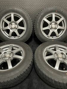 175/70R14 GOODYEAR/ICENAVI 6 18年製 SIBILLA BQ-7 14インチ 5.5J＋40 100 4H スタッドレス 4本 アイスナビ6 ヤリス アクア 等 (9-C86)