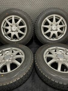 145/80R13 DUNLOP/WINTER MAXX WM01 16年製 社外 13インチ 4J＋42 100 4H スタッドレス 4本 ダンロップ 軽自動車 タント ミラ 等 (2-C104)