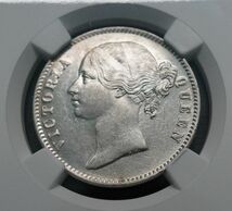 1840年 インド 銀貨 NGC MS61 ヤングヘッド ヴィクトリア 女王 １ ルピー 硬貨 アンティークコイン ワイオン ビクトリア 銀貨 シルバー_画像3