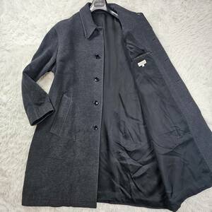 美品!ポールスミス/Paul Smith LONDON【艶◎アンゴラウール×極暖×超ロング×高級釦】ステンカラーコート L メランジグレー ビジネス 秋冬