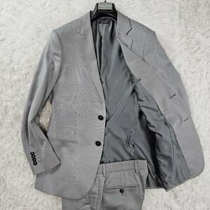 美品!ジョルジオアルマーニ/GIORGIO ARMANI SOHO【格子模様×ウールシルク×高級釦】スーツ セットアップ シルバーグレー 48/M-L ビジネス