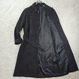 美品!アルパカモヘヤ!ムッシュニコル YUKIO KOBAYASHI【メランジウール×腰ベルト】ロングステンカラーコート 50/XL グレー ビジネス 秋冬