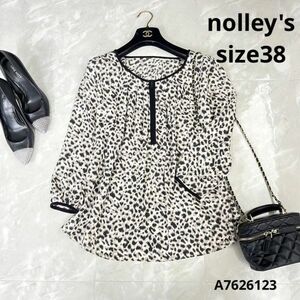 nolley's ノーリーズヒョウ柄シフォンブラウスsize38