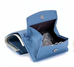 ミニ財布 レディース メンズ 本革 カードケース カードポケット ウォレット スキミング防止 小銭入れ コイン入れ 三つ折り 財布　ブルー