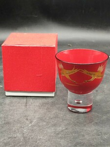 r6020811　赤 グラス　食器 ガラス酒器　お猪口　冷酒グラス　