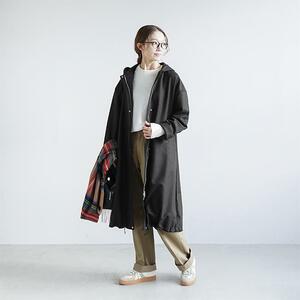 [ new goods tag ]MIDIUMISOLID midi umi solid with a hood . long coat black WOODYHOUSE woody - house special order 