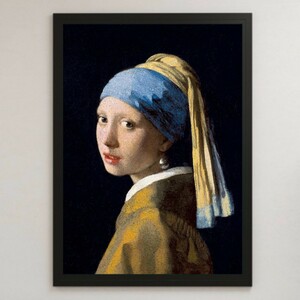 Art hand Auction La fille de Vermeer avec une boucle d’oreille en perle Peinture Art Affiche brillante A3 Bar Café Classique Intérieur Femme Peinture Portrait Fille dans un turban bleu, résidence, intérieur, autres