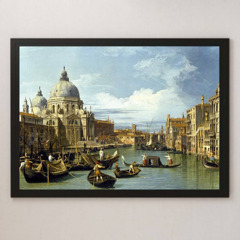 Canaletto Entrance to the Grand Canal of Venice Painting Art Glossy Poster A3 Bar Cafe Classic Interior Italy Landscape Painting Cathedral, residence, interior, others