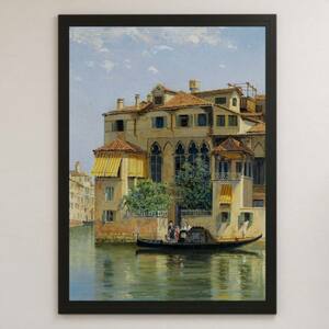 Art hand Auction Palazzo Falier, Venice Painting Art Glossy Poster A3 Bar Cafe Classic Interior Landscape Painting Italy Venice Canal, Housing, interior, others