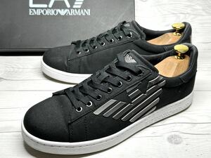 【即決】★箱付美品★ EMPORIO ARMANI エンポリオ・アルマーニ 27cm EA7 スニーカー カジュアル メンズ 黒 ブラック オシャレ