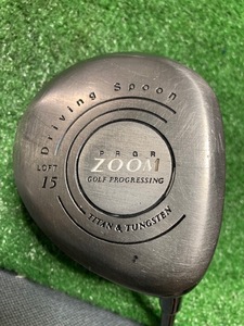 中古フェアウェイウッド　プロギア　ZOOM F 　3Ｗ　15°　純正カーボンM37-M40 　43.5インチ　　ヘッドカバー付　Ｙ2104