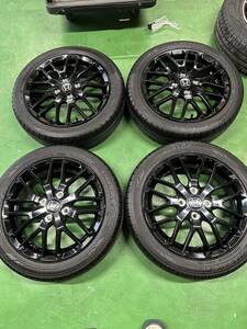 【4139S】ホンダ純正 NONE RS ベルリナブラック 15インチ 4.5J +45 4H-100 DL EC300 165/55R15 2022年製 N BOX N WGNなど 美品ナット付き 