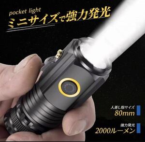 懐中電灯 小型 led 充電式 手持ち ハンディライト USB 充電式 高輝度 IP68防水機能 停電対策 防災 登山