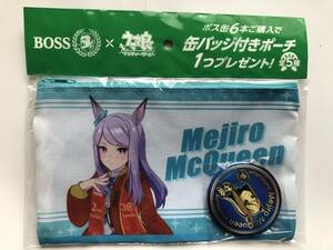 メジロマックイーン ウマ娘 BOSS ボス缶バッジ付きポーチ プリティーダービー サントリー ボス 