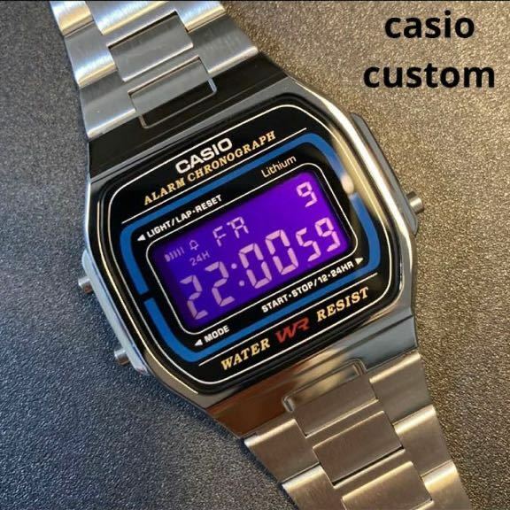 【新品/送料込】カシオ チープカシオ デジタル 腕時計 紫 液晶反転 レトロ 調　g-shock alba timex 好きにも