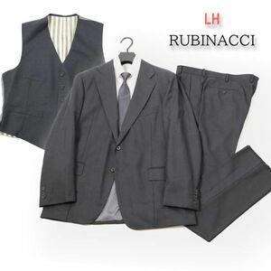 534 新品◆ RUBINACCI ルビナッチ 最高級 ウール スリーピース スーツ メンズ ビジネスス ーツ オンワード樫山 日本製 やや幅広 XXL