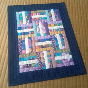  patchwork handmade *sk LAP quilt tapestry free mat *HANDMADE hand made Japanese style navy blue navy 3×4 foreign. person to in present .*