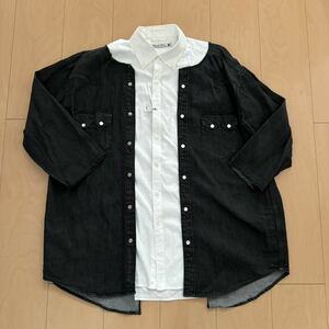 SASQUATCH fabrix フェイクレイヤード 5部袖シャツ サイズL 日本製 美品格安!
