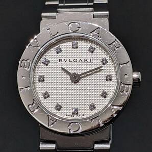 【43961】1円～ BVLGARI ブルガリ ブルガリブルガリ BB 23 SS クオーツ QZ ダイヤモンド 白文字盤 稼働品 2針 腕時計 スイス製 レディースの画像3