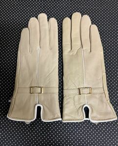  price cut * new goods * lady's leather gloves * ram leather glove reverse side nappy warm! beige group 