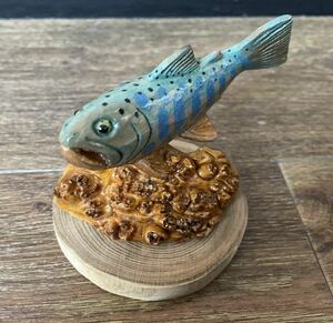 Art hand Auction ハンドメイド 渓流釣り 川魚 魚釣り 山女魚 ヤマメ 木工雑貨 インテリア雑貨 釣り雑貨 魚雑貨 置き物, スポーツ, レジャー, フィッシング, その他